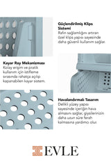 3'lü Mavi Modüler Raf Seti – Kayar Mekanizmalı Dolap İçi Düzenleyici, Mavi, 33,5 x 43 x 55.5 cm