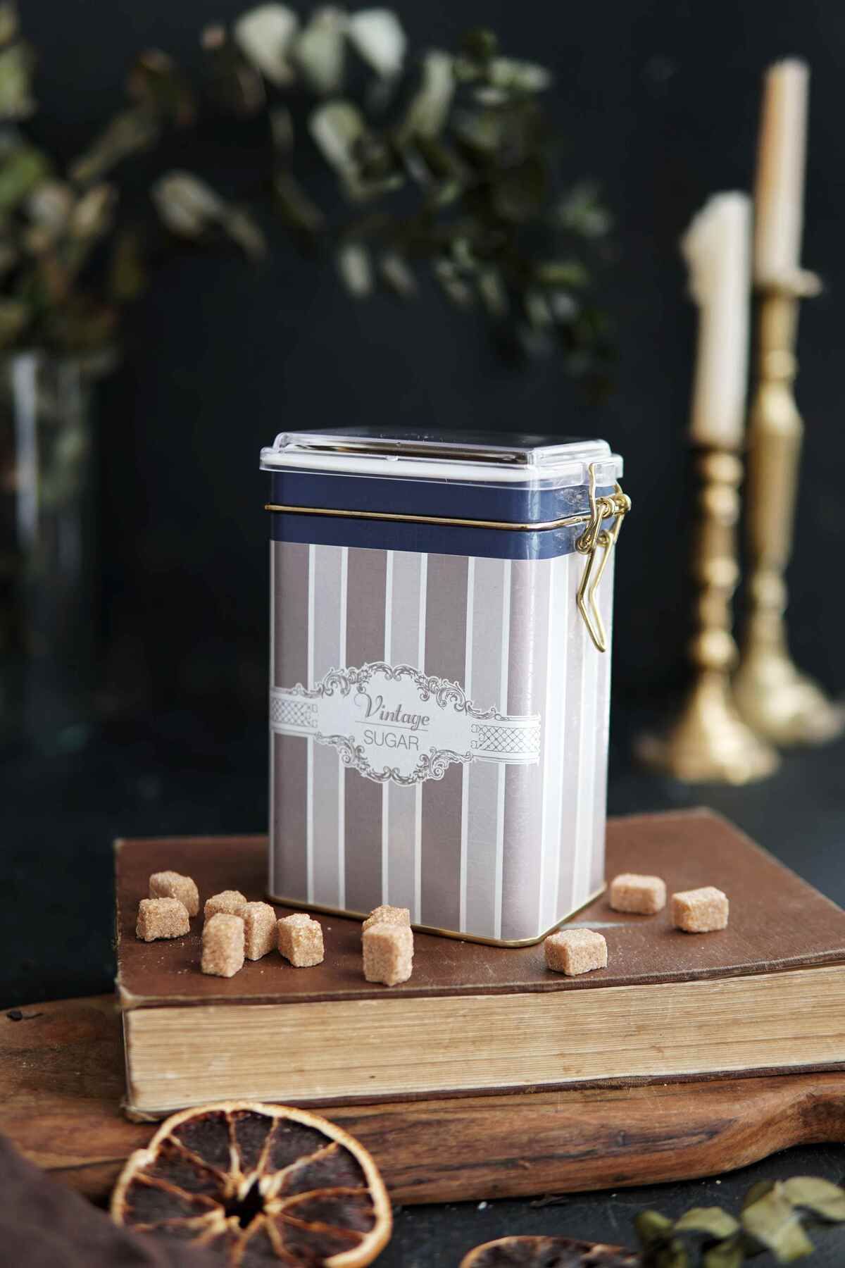 Er043-8a Elegance Sugar Desenli Dikdörtgen Metal Saklama Kabı 8x10 Cm