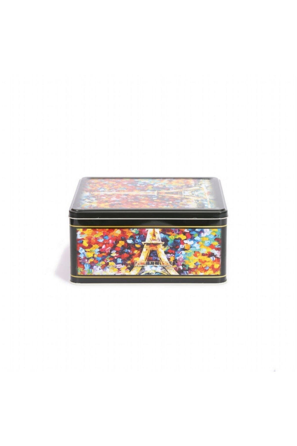 Ef029-02 Afremov Paris Desenli Kare Metal Saklama Kabı 24x24 Cm