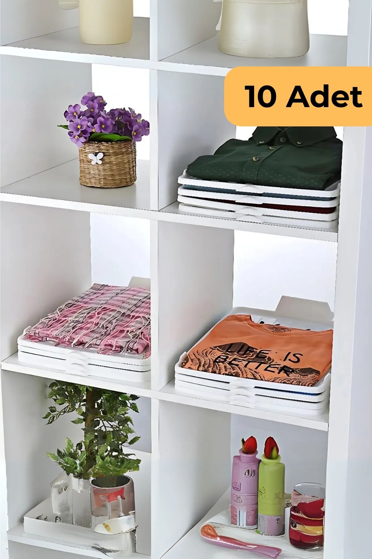 Beyaz T-Shirt Düzenleyici 10'lu Set, Beyaz TR Plastik