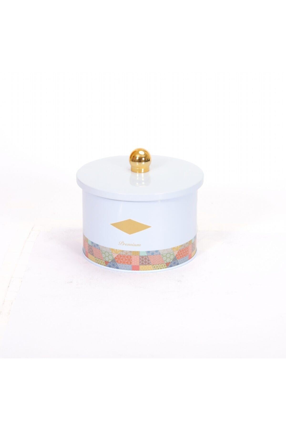 Evle Yuvarlak Metal Saklama Kabı 14 cm
