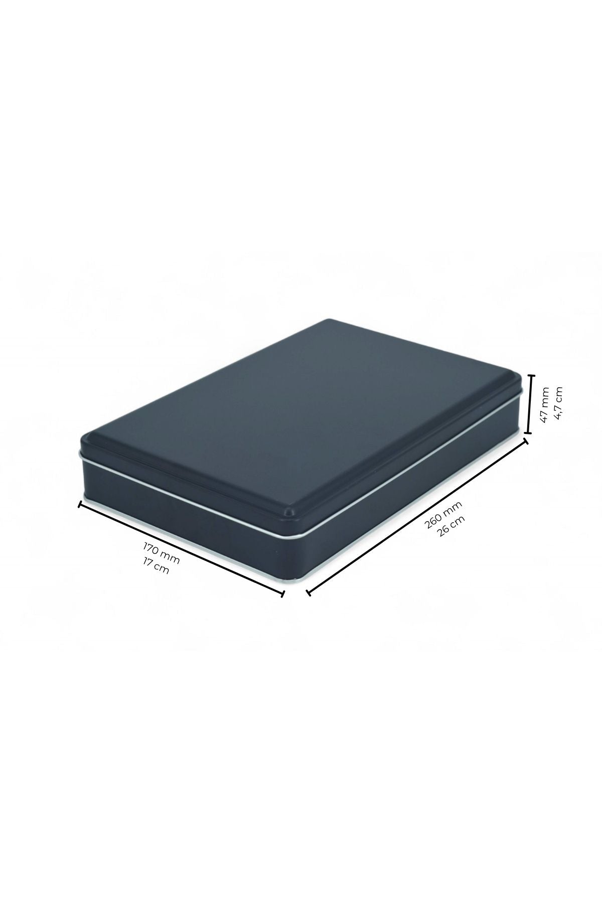 170x260x47 mm Metal Kapaklı Baskısız Metal Kutu, Mat Siyah, 42 Adet