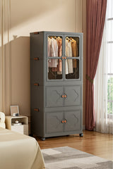 3 Katlı Portatif Gardırop & Dolap – Tekerlekli, Katlanabilir, Çok Amaçlı, Kapaklı, Antrasit