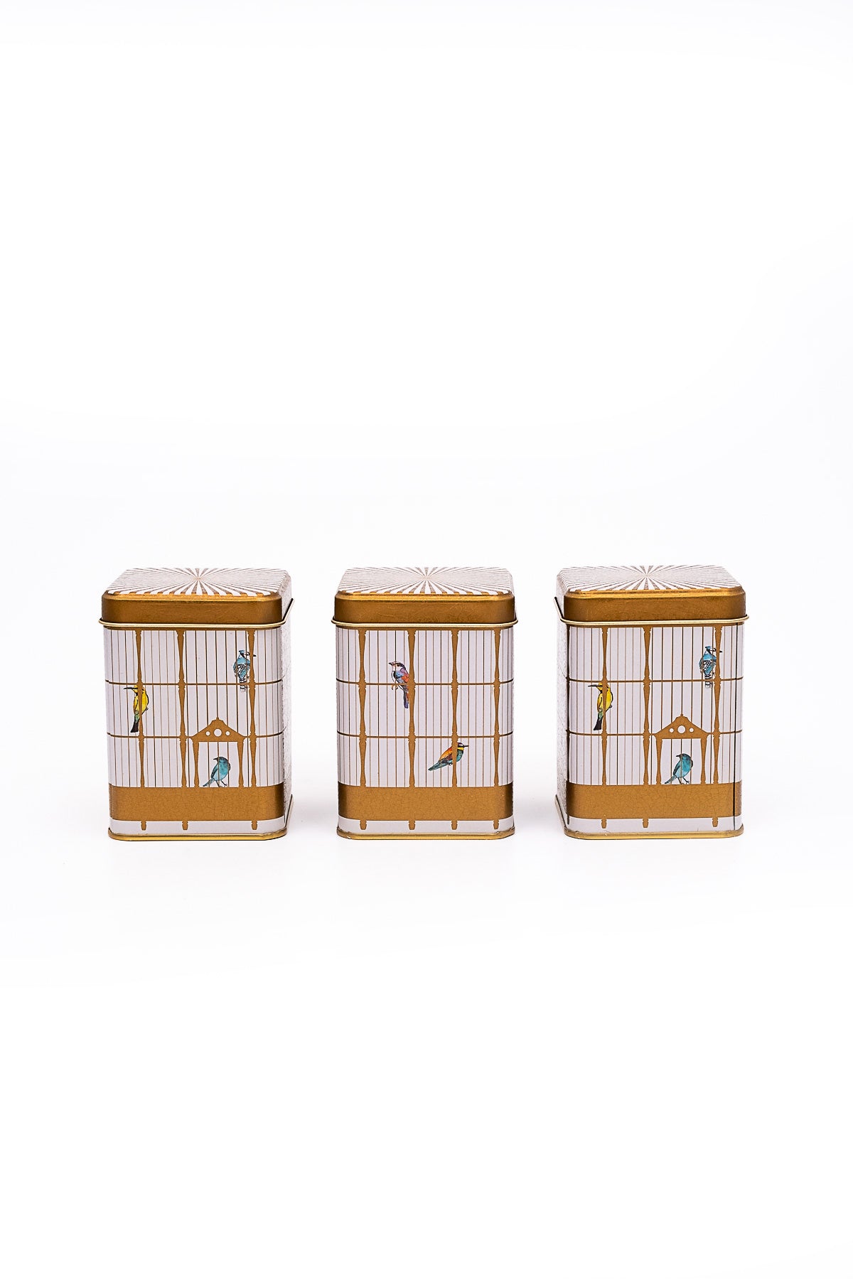Evle Kare Metal Saklama Kabı 75x75 3 Lü Set Tea Coffee Sugar