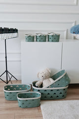 Deri Desenli Saklama ve Düzenleme Sepet Takımı (7’li), Yeşil