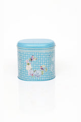 Ef004-d9 Blooming Blue Desenli Oval Metal Saklama Kabı 11x15 Cm