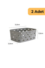 Decobella Deri Desenli Sepet, 2'li Set, Gri