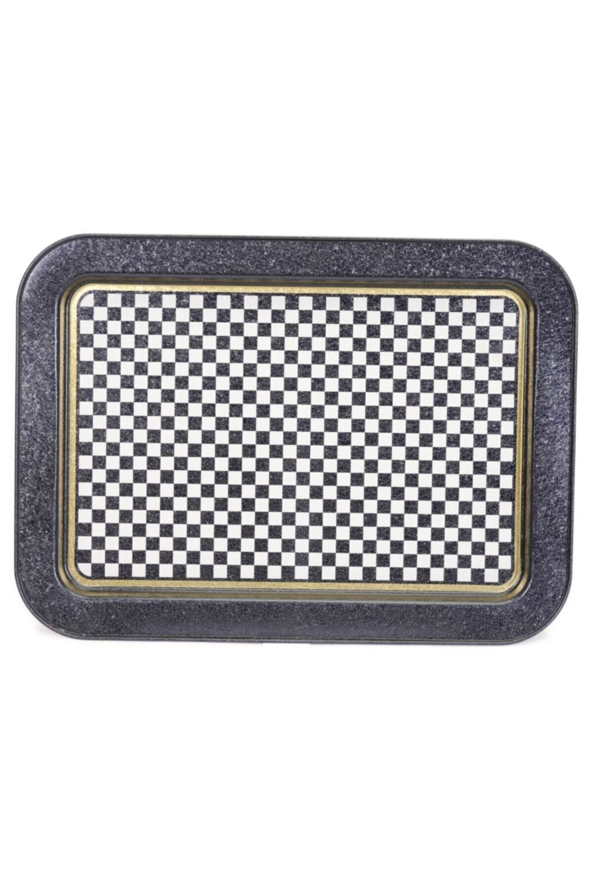 Ef169-18 Checkers Blue_swt Home Desenli Dikdörtgen Tepsi 32x43 Cm