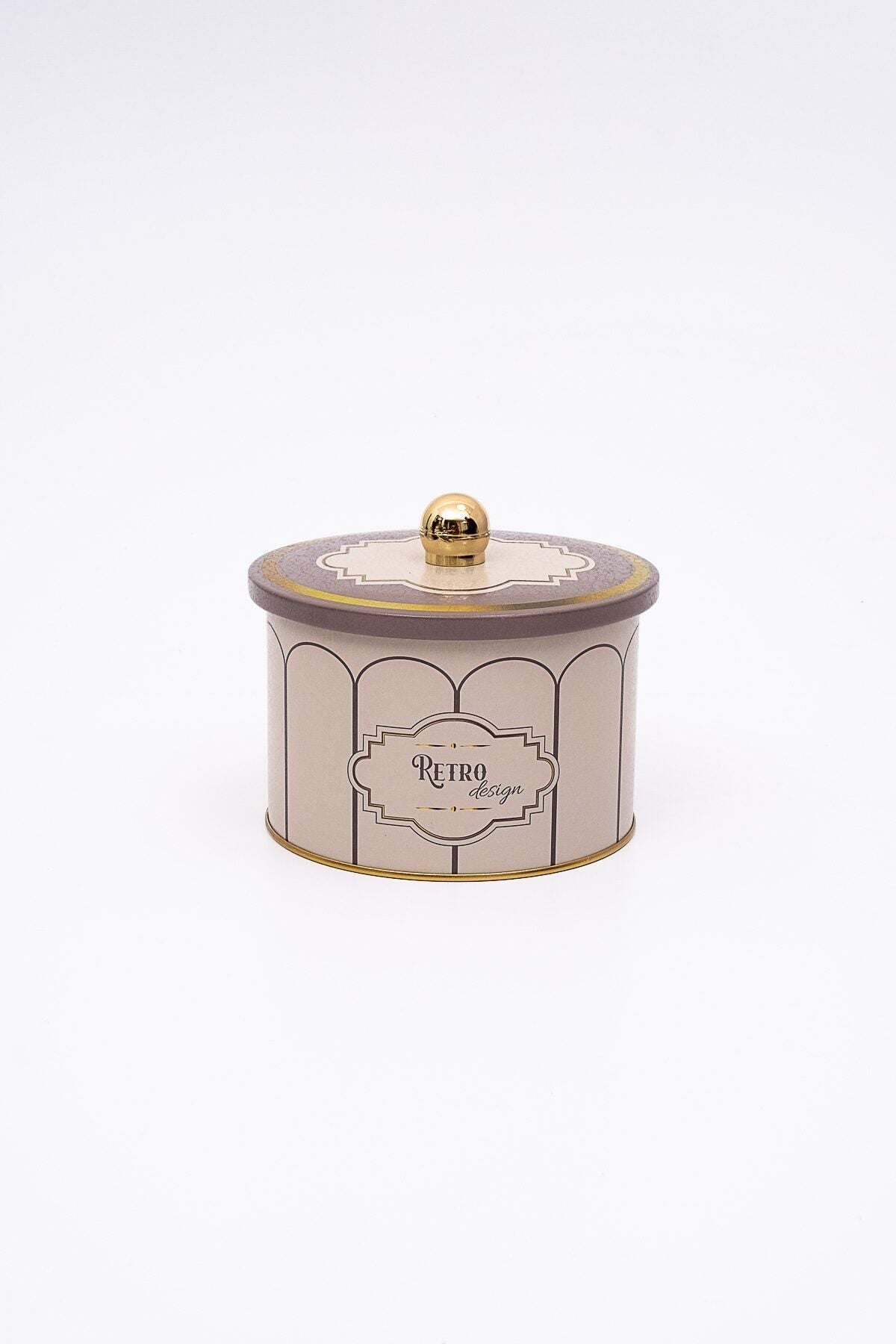 Metal Çok Amaçlı Dokulu Saklama Kabı, Dekoratif Saklama Kutusu 14 Cm, Retro Er141-u6