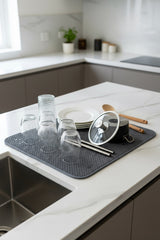 Evle Süper Emici Mikrofiber Bulaşık Kurutma Matı, Kurutma Örtüsü Tezgah Üstü- 36x45 cm