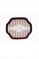 Ee166-8b Elegance Burgundy Desenli Özel Şekil Tepsi 28x33 Cm