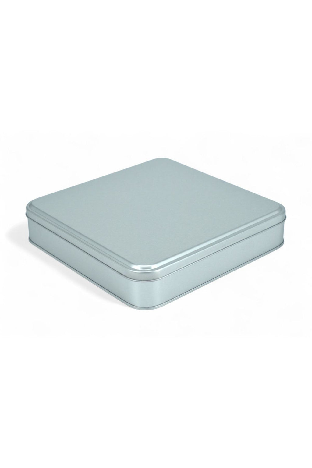 215x215x47 mm Metal Kapaklı Baskısız Metal Kutu, Mat Silver, 36 Adet