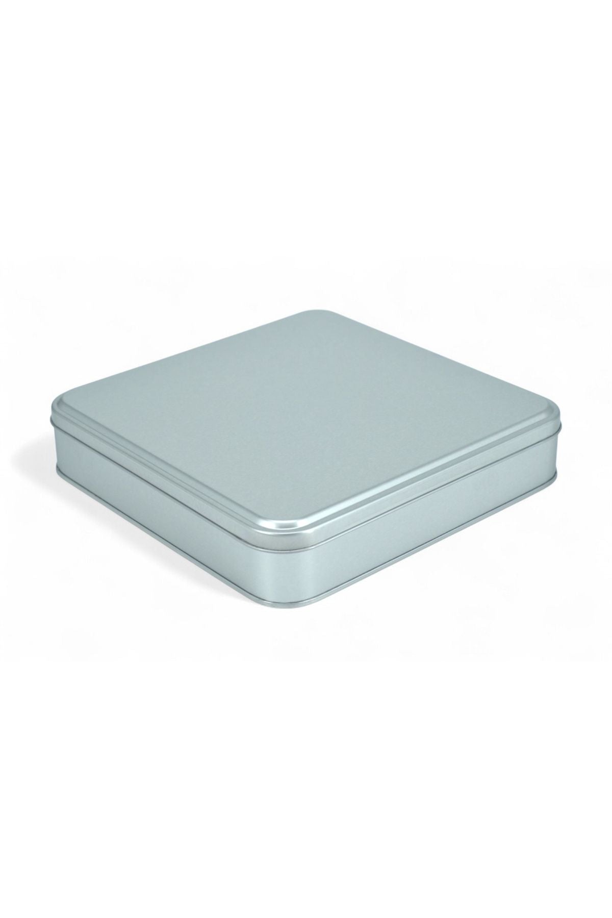 215x215x47 mm Metal Kapaklı Baskısız Metal Kutu, Mat Silver, 36 Adet