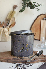 Er004-8g Terrazzo Brown Desenli Oval Metal Saklama Kabı 11x15 Cm