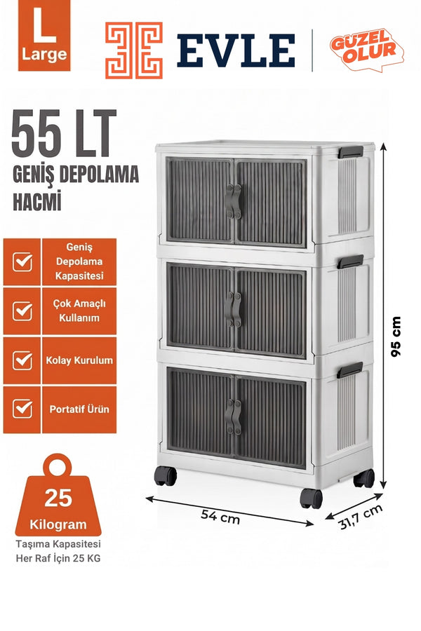 Evle 3 Katlı Dolap
