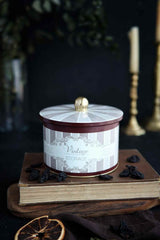 Elegance Desenli Yuvarlak Metal Saklama Kabı 14 Cm, Erzak Kabı - Organizer 17,5 Cm X 13 Cm Er145-8b