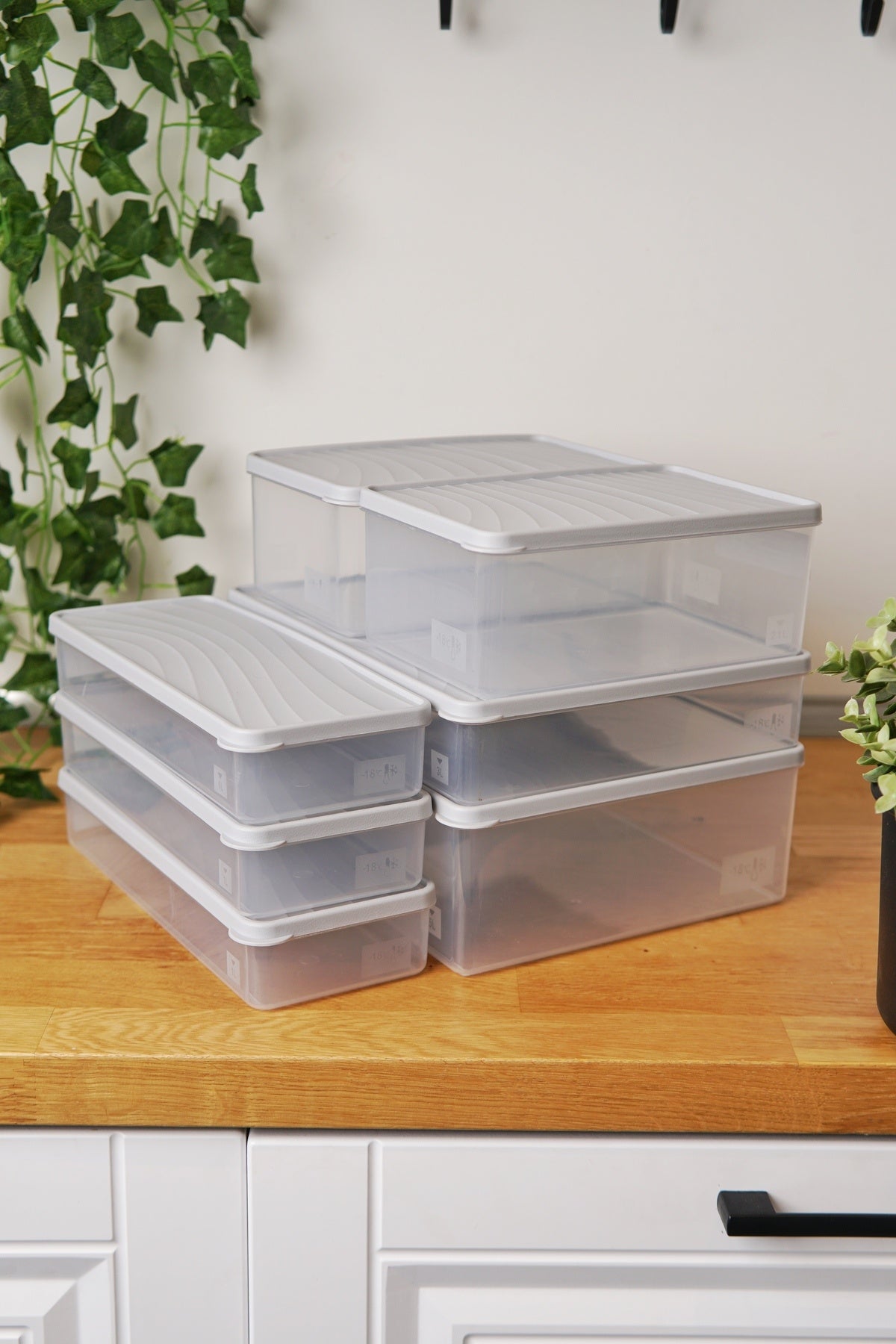 Derin Dondurucu Saklama Kabı 7'li Set (5 Lt + 3 Lt + 2 x 2.1 Lt + 3 x 1 Lt), Mavi
