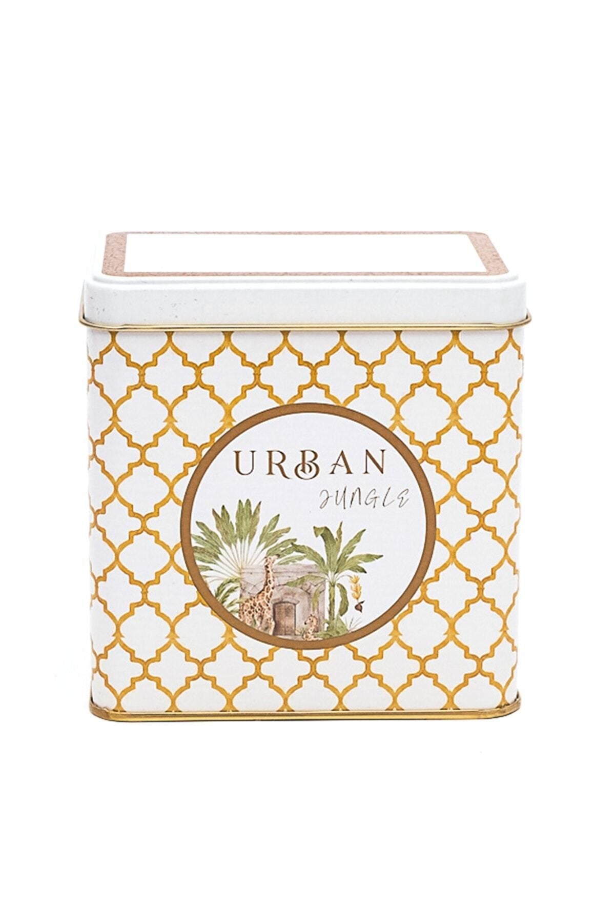 Er205-7ı Forrest Yellow Urban Desenli Kare Metal Saklama Kabı 8 X 12 Cm