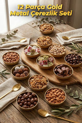 12 Parça Gold Metal Çerezlik Ø9 cm – 12’li Set (Yükseklik 3 cm)
