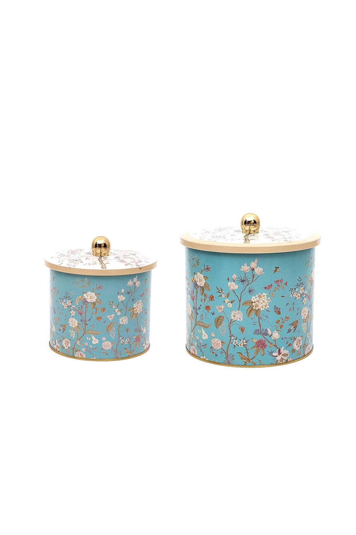 Botanica Desenli Metal Saklama Kabı Seti - 2'li Set (1,7 lt - 3,5 lt)