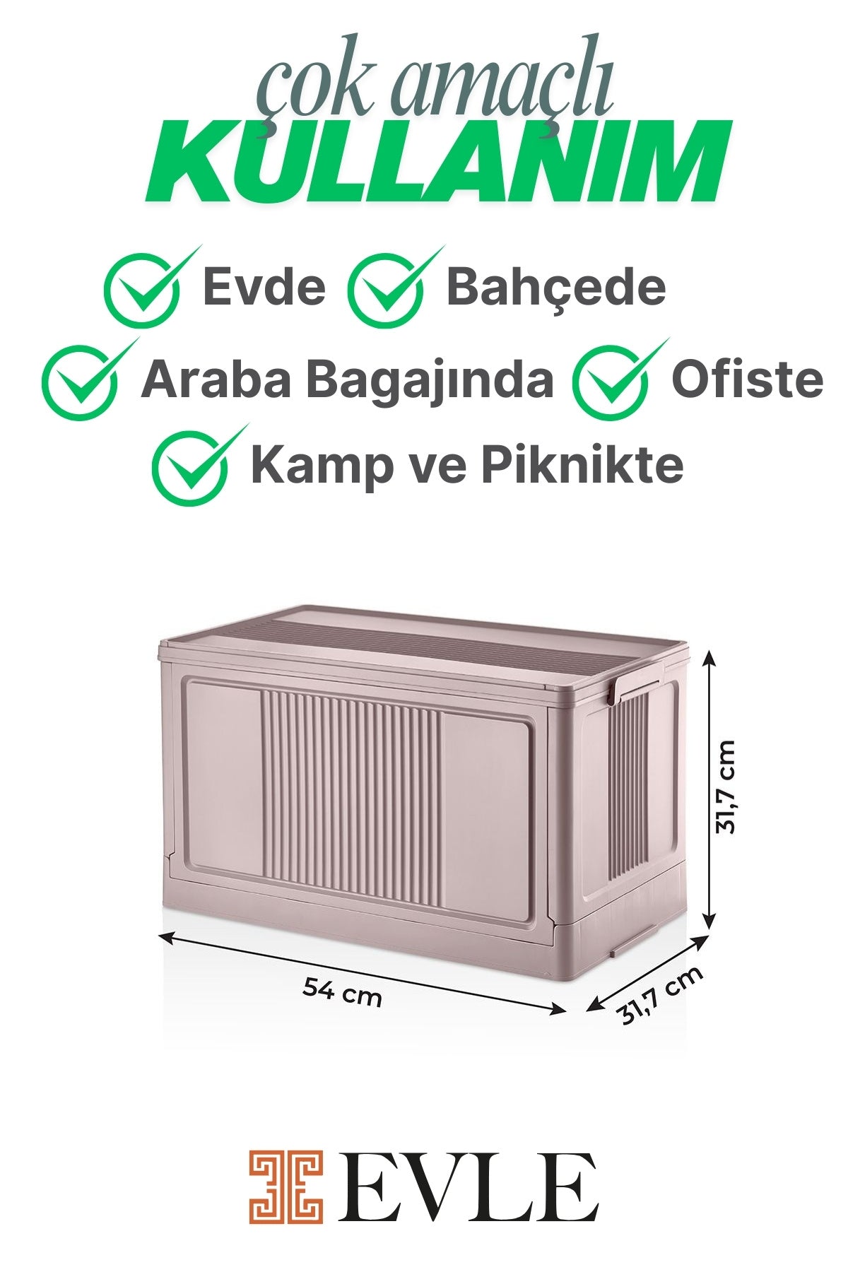 Evle Katlanır Kasa - Large 54 x 31,7 x 31,7 cm, Flat Blue