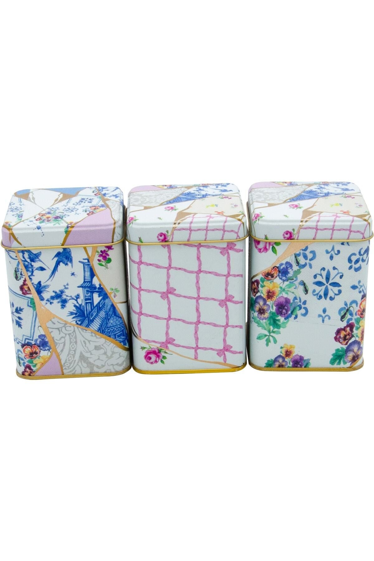 Erb24u5 Kare Metal Saklama Kabı 75x75 3 Lü Set, Kint Sugi