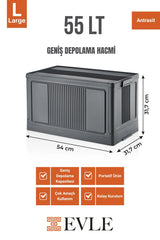 Çok Amaçlı Modüler Kasa, İstiflenebilir Organizer Düzenleyici 55 lt, 54 x 31,7 x 31,7 cm, Antrasit