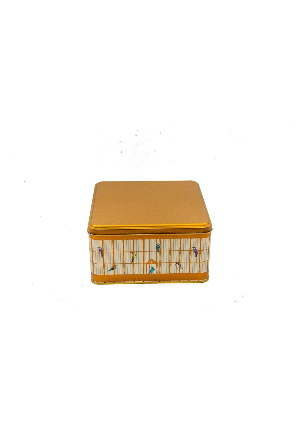 Er028-1n Bird Cage Gold Desenli Kare Metal Saklama Kabı 20x20 Cm