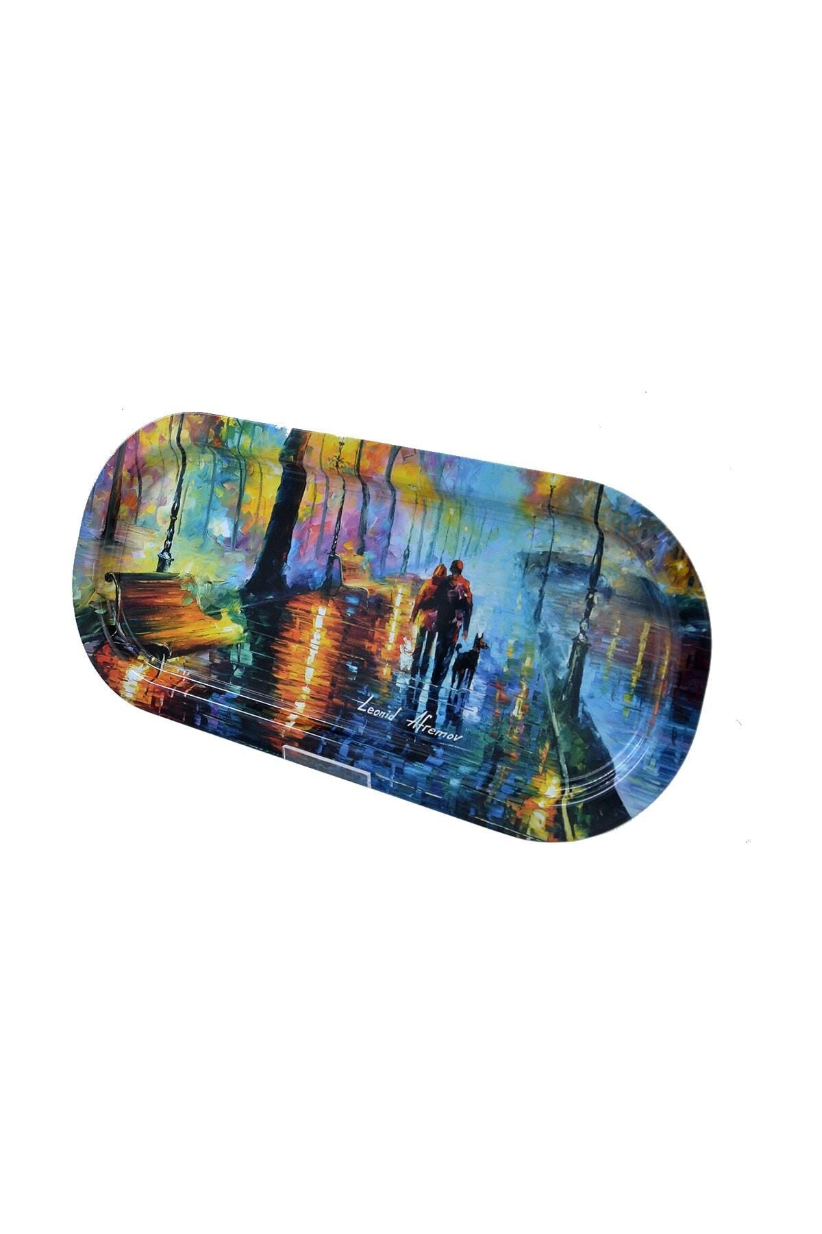 Ef168-04 Afremov Venice Desenli Oval Tepsi 16x35 Cm