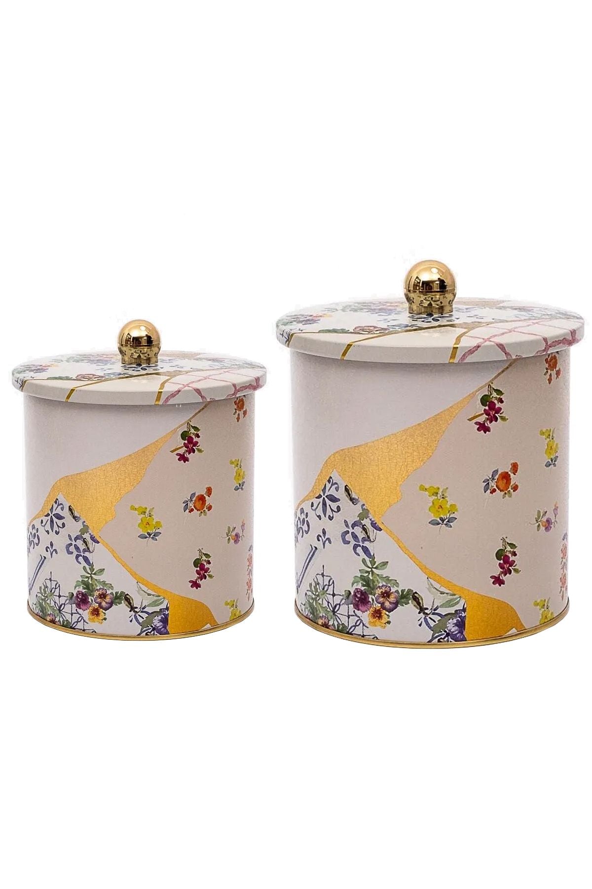 Kint Sugi Desenli Metal Saklama Kabı 2'li Set 2.1 Litre + 4.1 Litre Erb48u5