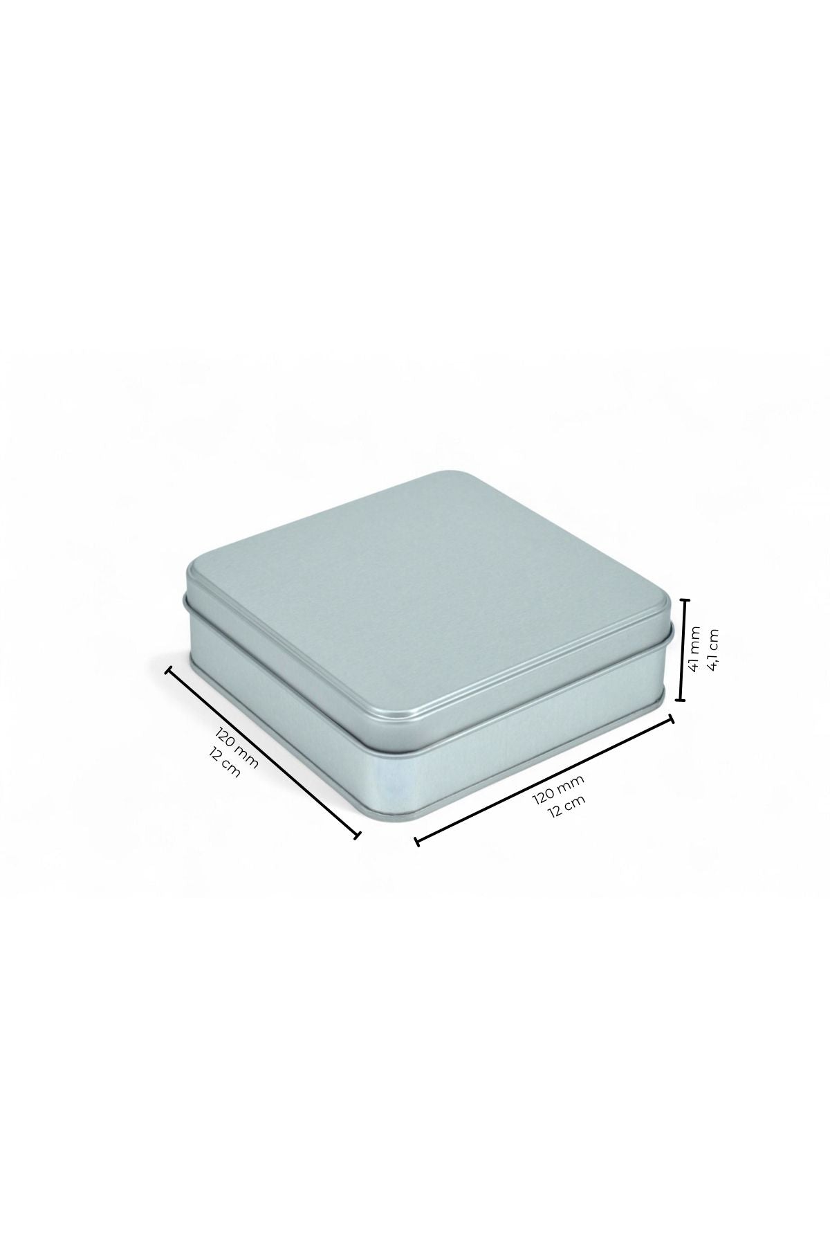 120x120x41 mm Metal Kapaklı Baskısız Metal Kutu, Mat Beyaz, 144 Adet