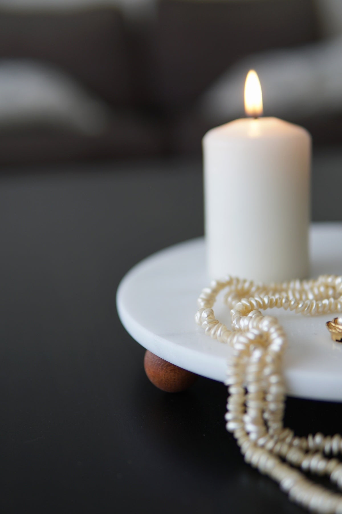 Sunumluk - Beyaz Mermer, Sunum Tabağı - 25 Cm Desenli