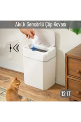 Otomatik Kapak Açan Sensörlü Lüks Çöp Kovası 12 lt, 23,5 x 17,5 x 31,8 cm