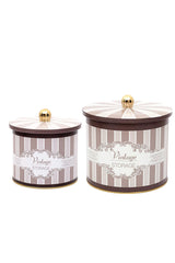 Elegance Desenli Metal Saklama Kabı Seti - 2'li Set (1,7 lt - 3,5 lt)