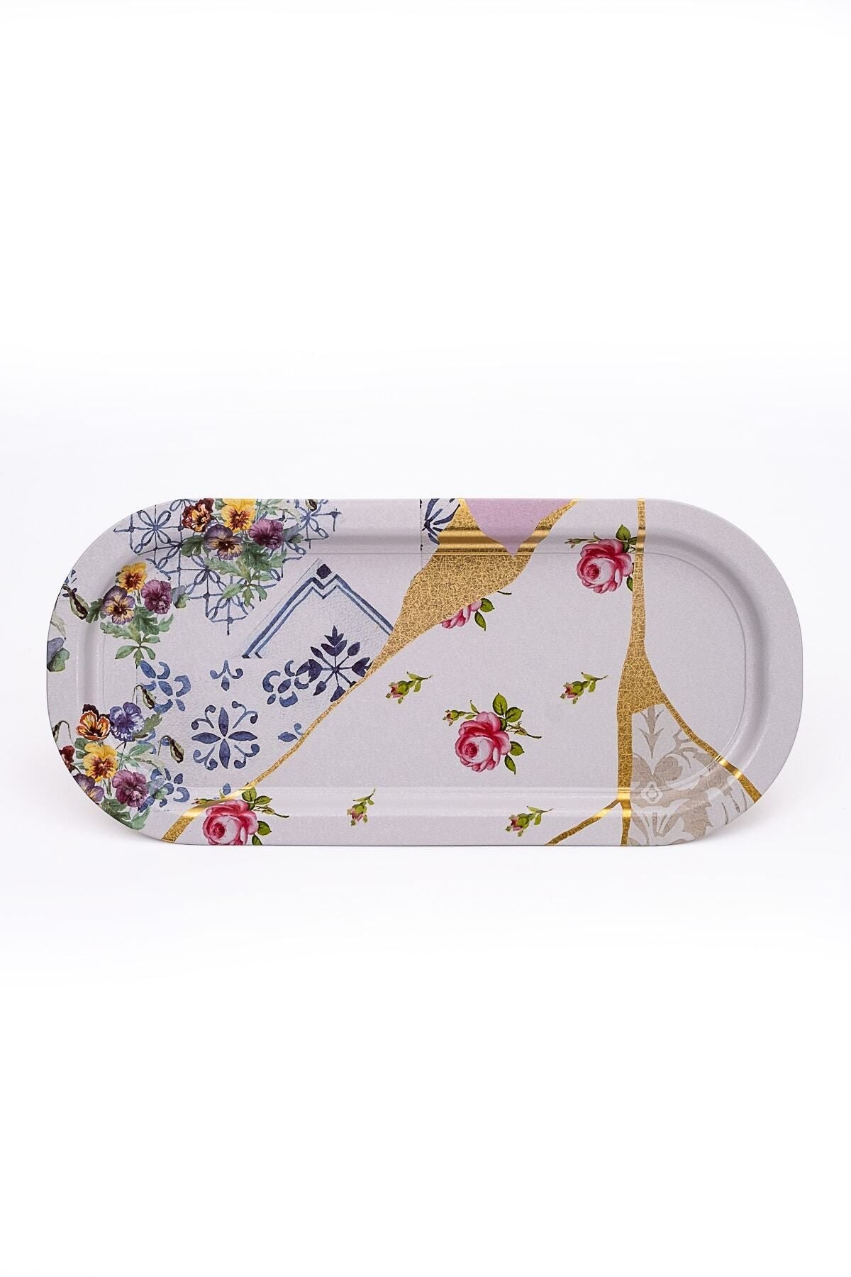 Ee168-u5 Kint Sugi Desenli Oval Tepsi 16x35 Cm