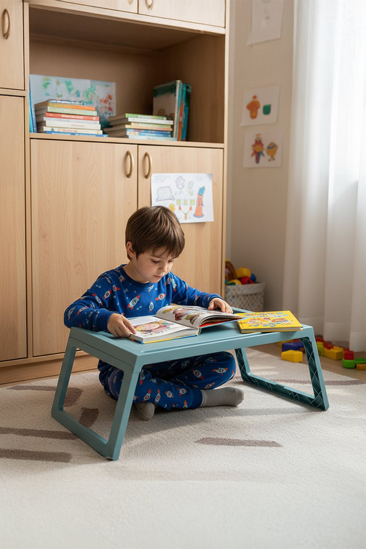 Katlanır Laptop Sehpası Yatak Koltuk Üstü Çalışma ve Kahvaltı Masası "Bebe Mavisi"
