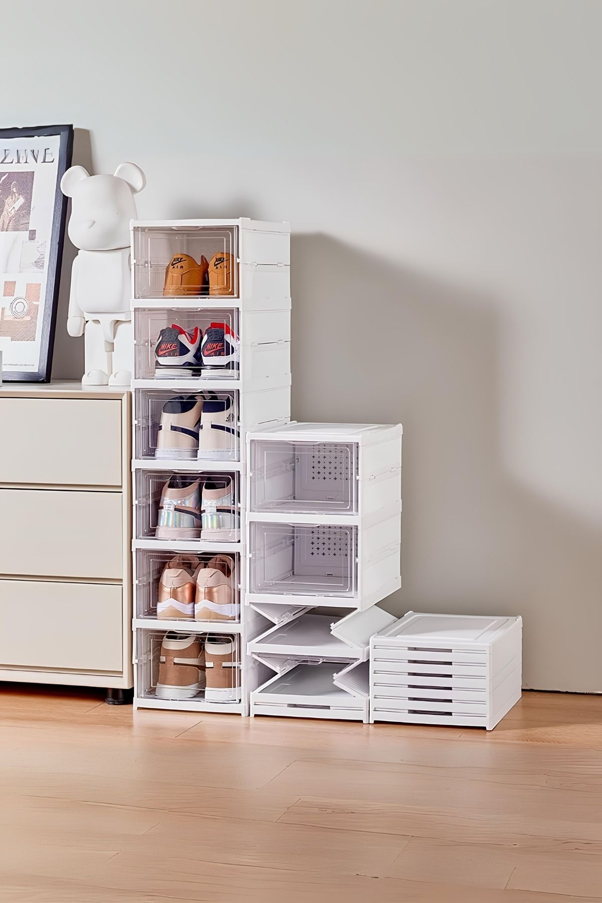 6 Katlı, Katlanabilir Ayakkabılık, Taşınabilir Çok Amaçlı, Geniş, Katlanabilir Dolap ve Raf