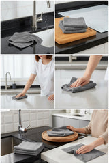 Evle 3'lü Paket İz Bırakmayan Mikrofiber Temizlik Bezi, Çok Amaçlı Mutfak & Genel Temizlik Bezi, Gri