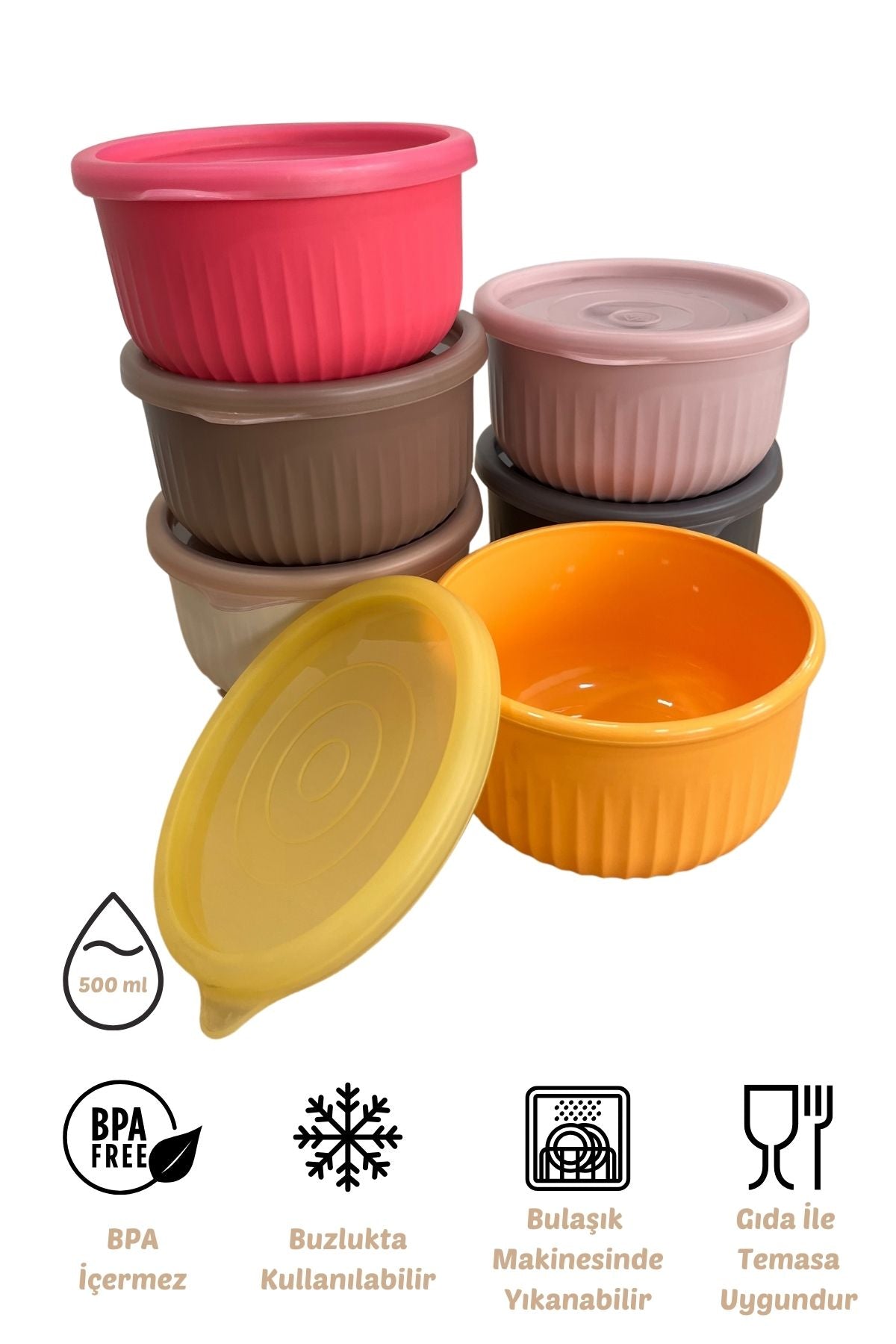 x VipAhmet Vakumlu Saklama Kabı 6'lı Set, 0,50 lt