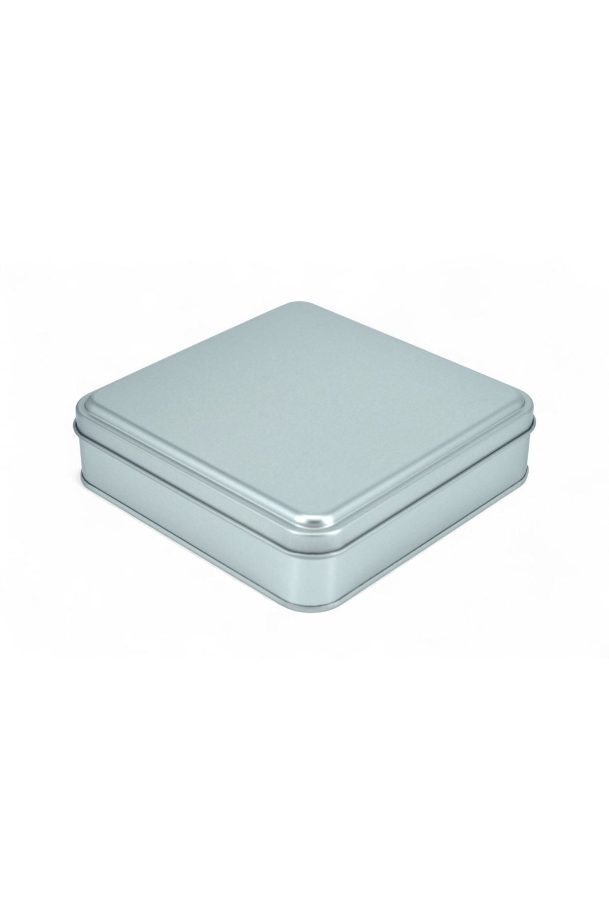 158x158x47 mm Metal Kapaklı Baskısız Metal Kutu, Mat Silver, 72 Adet