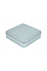 158x158x47 mm Metal Kapaklı Baskısız Metal Kutu, Mat Silver, 72 Adet