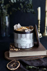 Elegance Desenli Yuvarlak Metal Saklama Kabı, Erzak Saklama Kabı - 14 Cm X 12,5 Cm Er142-6b