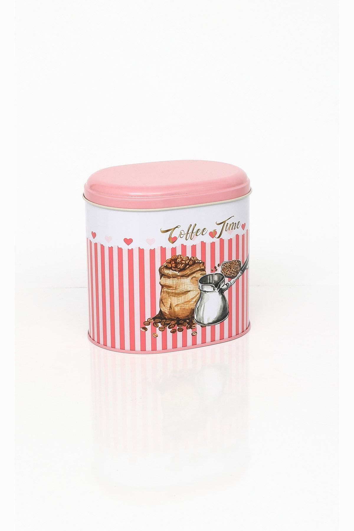 Ef004-e7 Sprinkles Coffee Time Desenli Oval Metal Saklama Kabı 11x15 Cm