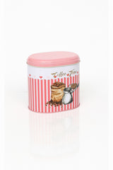 Ef004-e7 Sprinkles Coffee Time Desenli Oval Metal Saklama Kabı 11x15 Cm