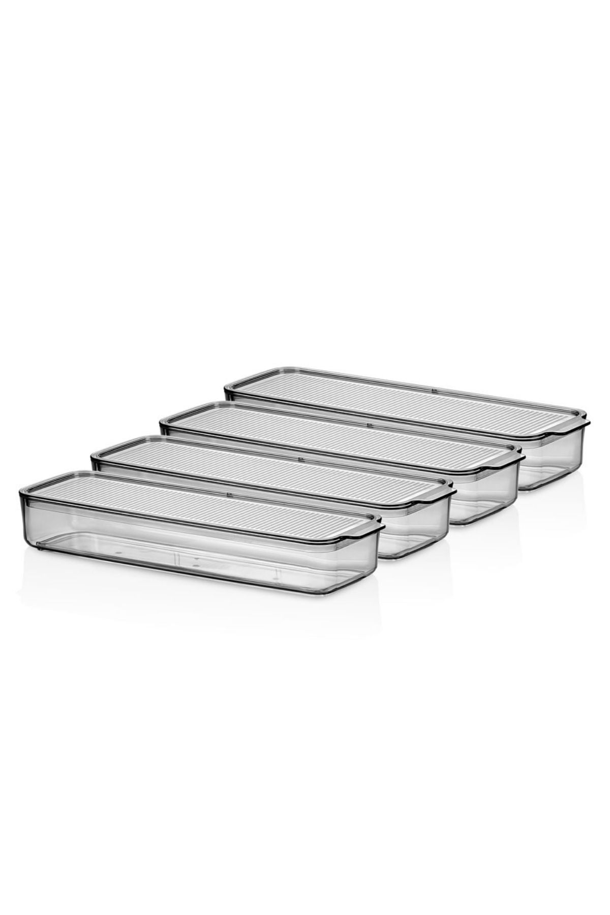 Mina Organizer Plastik Raf, Şeffaf Füme Kapaklı 4 x 750 ml