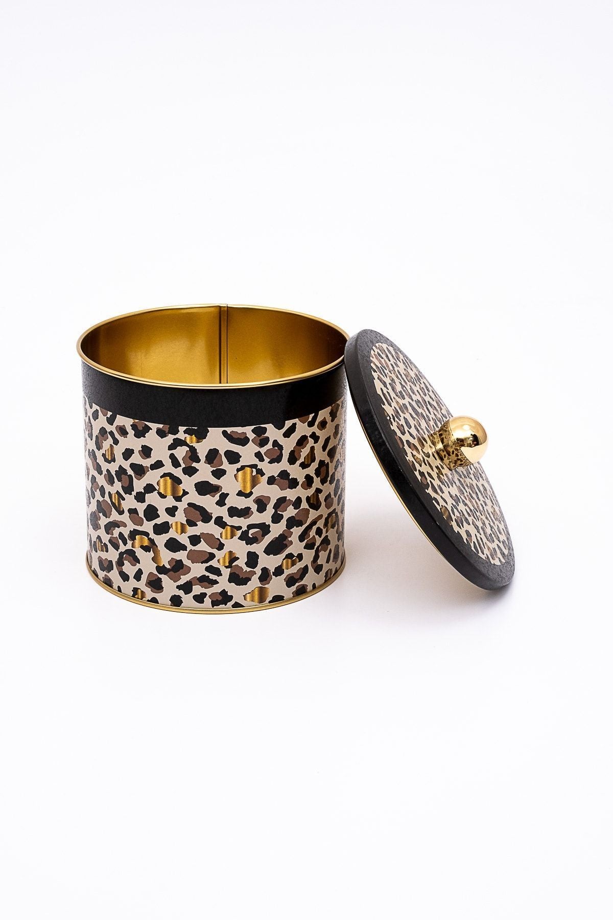 Leo Desenli Yuvarlak Metal Saklama Kabı, Erzak Saklama Kabı - Organizer 14 Cm X 12,5 Cm Er142-v4