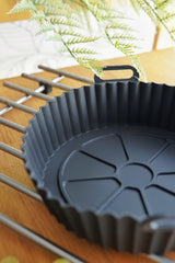 Yuvarlak Airfryer SilikonPişirme Kabı, Platinum Silikon, 24 x 21 x 5 cm