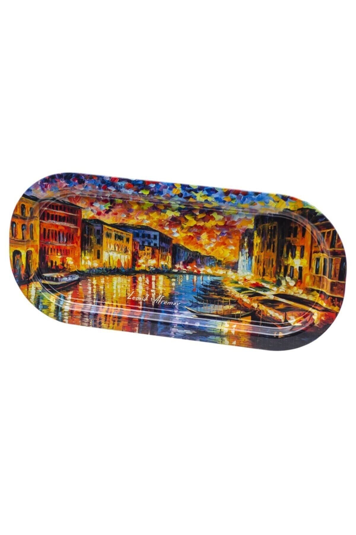 Ef168-03 Afremov River Desenli Oval Tepsi 16x35 Cm