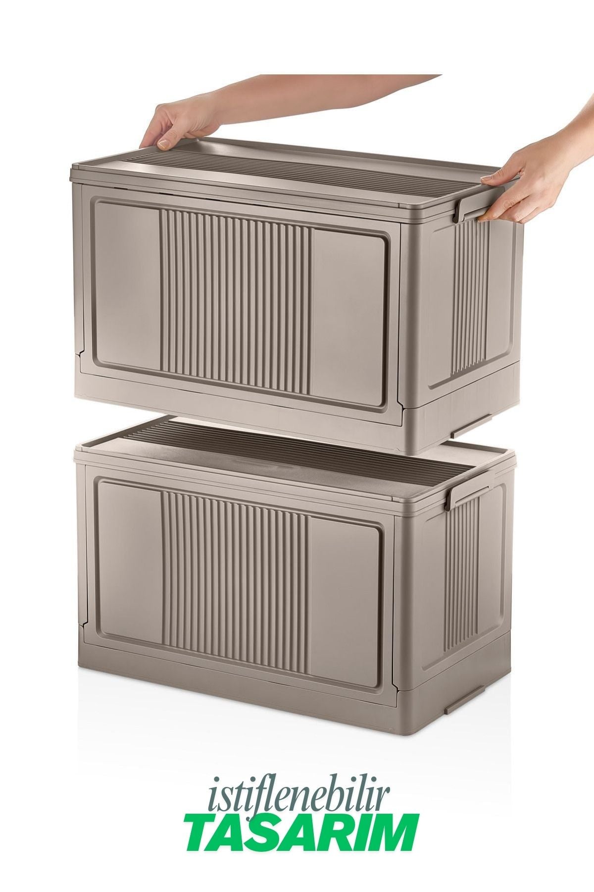 Çok Amaçlı Modüler Kasa, İstiflenebilir Organizer Düzenleyici 55 lt, 54 x 31,7 x 31,7 cm, Toprak