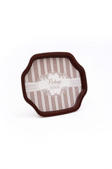 Ee166-8b Elegance Burgundy Desenli Özel Şekil Tepsi 28x33 Cm